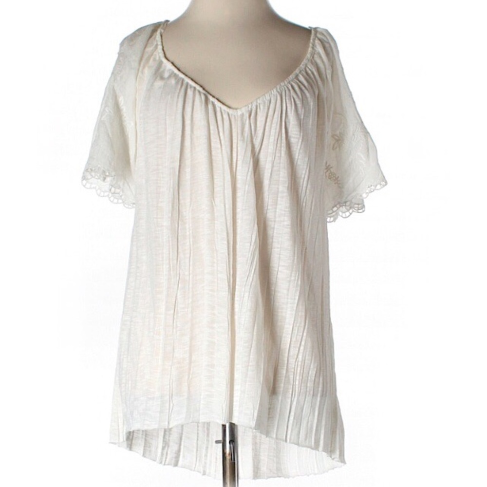 3/$15✨ AEO White Short Sleeve Top, Lace Detail
